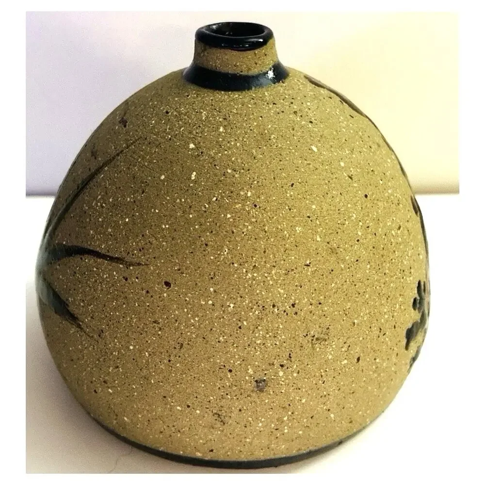 Vintage Tonala Mexico Pottery Vase Signed Carmela Zambrano Folk Art Deer Scene